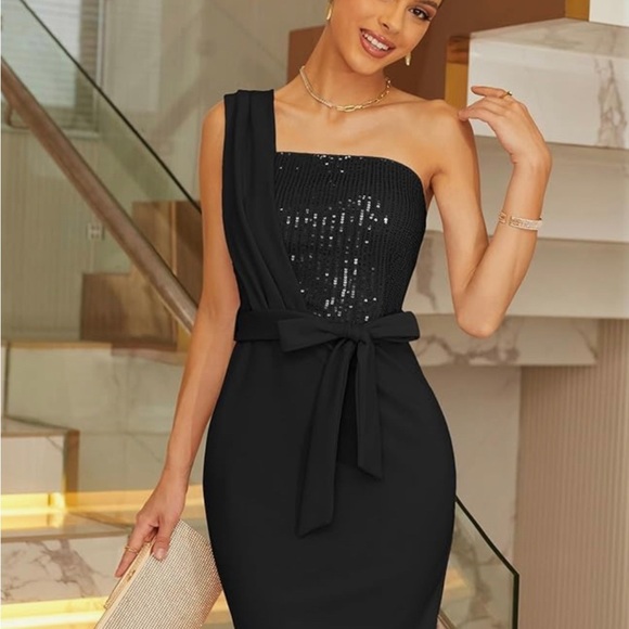 NWT Elegant Black Sequin Cocktail Dress for Women. Prom Dress. Shipping Discount - Picture 4 of 5